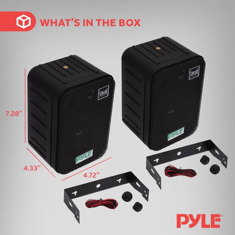 Pyle - Outdoor Speaker System Wired (Pair), Marine Grade 2 Way 300W Peak Power, 3.5" Woofer and 1" Tweeter, Universal Mount For Wall or Ceiling, Use in Pool, Patio, Boat, Deck or Home Theater (Black) - Image 5